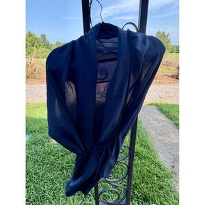Lilly Pulitzer Navy Blue 100% Silk Tie Front Wrap Top Sleeveless L/XL